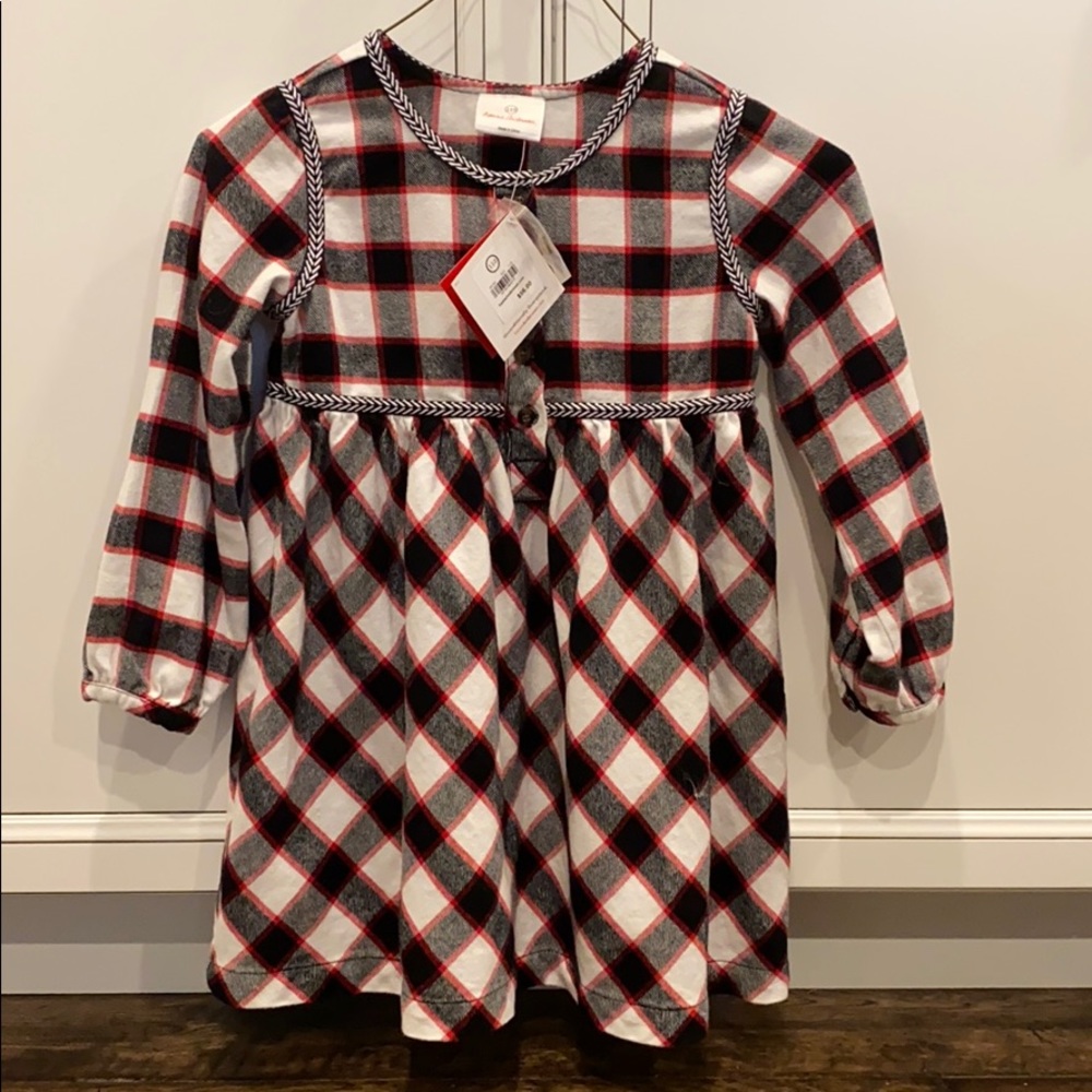 Hannah Andersson Girls Dress 110 buffalo plaid new